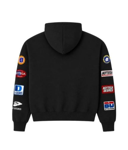 Bottega Desires Patches Zip Hoodie Black